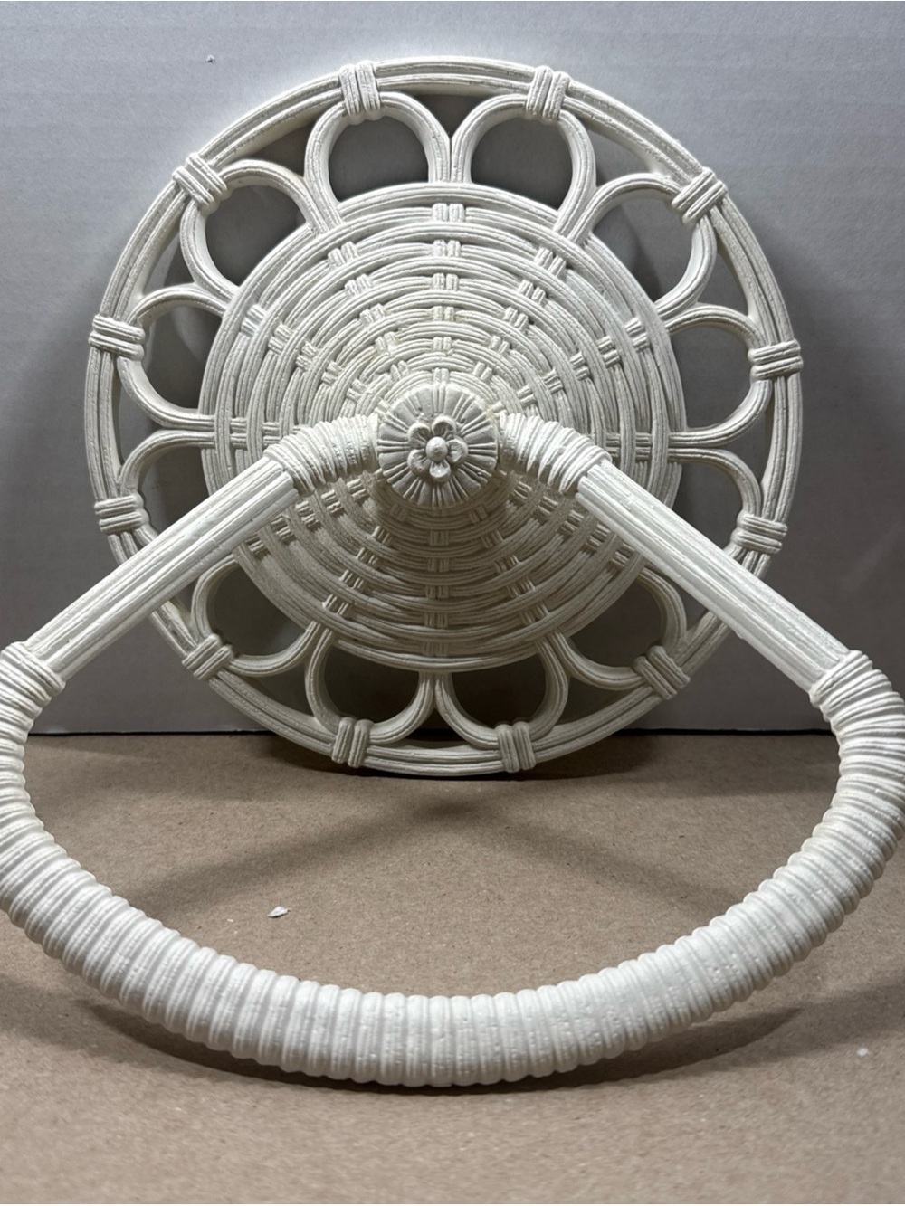 Vintage 1970s Homco White Wall Hanging Towel Ring Rack Boho Shabby Chic Cottage